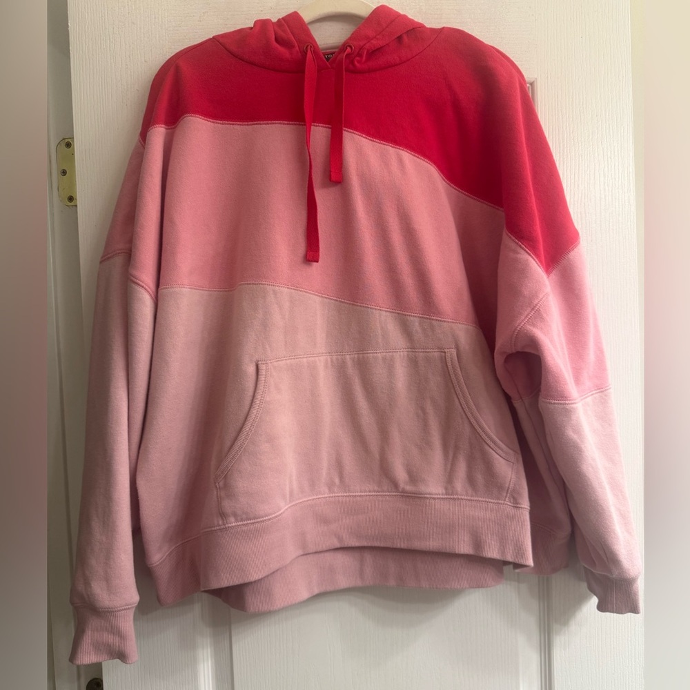 Torrid Pink Colorblock Valentine Cozy Fleece Relaxed Hoodie Sweatshirt - size 2